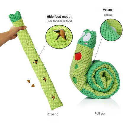 SnailSniff™ Plush Puzzle Feeder – Interactive Squeaky Toy for Dogs & Puppies