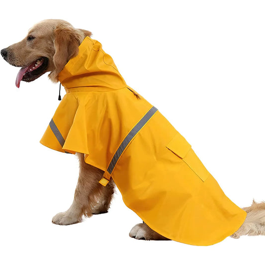 RainRover™ Hooded Dog Raincoat – Reflective, Cape-Style Wet Weather Jacket
