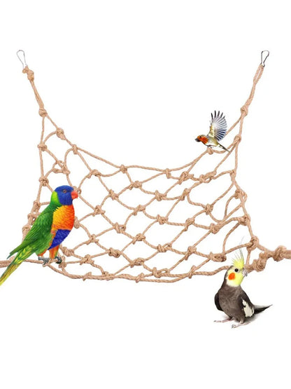 CloudClimb™ Rope Swing & Climbing Net – Hanging Play Gym for Birds & Small Pets