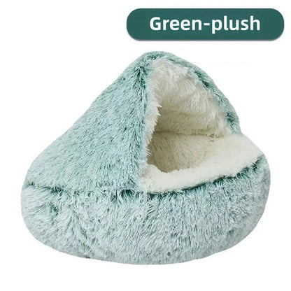 SnugShell™ Semi-Enclosed Cat Bed – Plush Winter Hideaway Nest