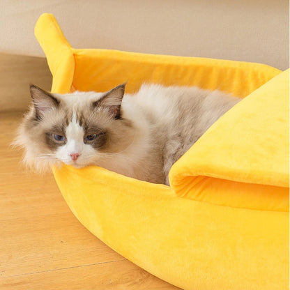 NanaNap™ Banana Cat Bed – Soft & Silly Hideaway for Cats & Small Pets