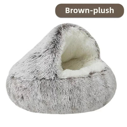 SnugShell™ Semi-Enclosed Cat Bed – Plush Winter Hideaway Nest