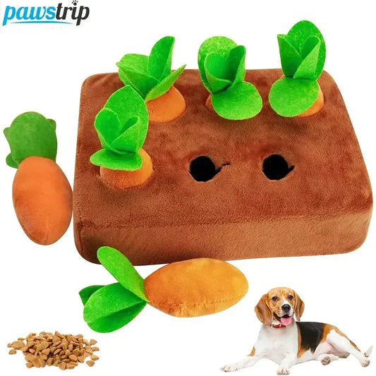 Carrot Patch Puzzle Toy – Plush Chew & Tug Game for Curious Pups