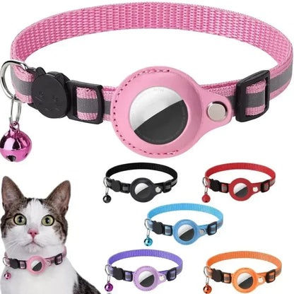 TrackMeow™ AirTag Cat Collar – Reflective, Anti-Lost with Bell & Secure GPS Holder