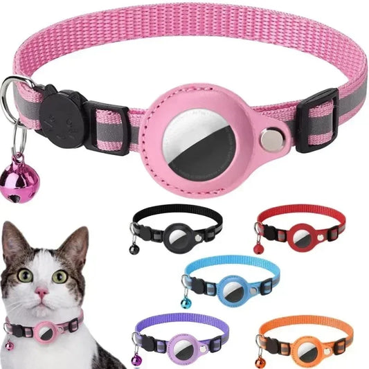 TrackMeow™ AirTag Cat Collar – Reflective, Anti-Lost with Bell & Secure GPS Holder