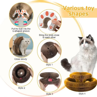 FlexiScratch™ Foldable Cat Scratcher & Bed – Recyclable Cardboard Curl Toy