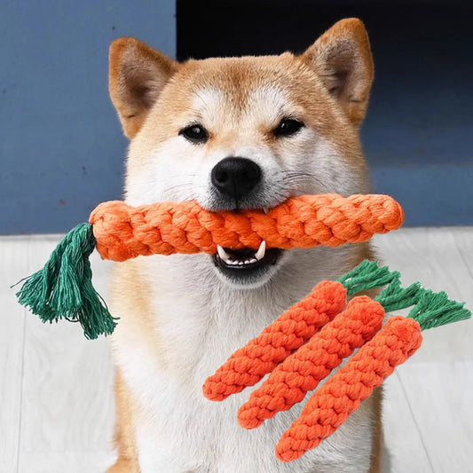 ChompCarrot™ Rope Chew Toy – Durable Molar Toy for Puppies & Small Dogs